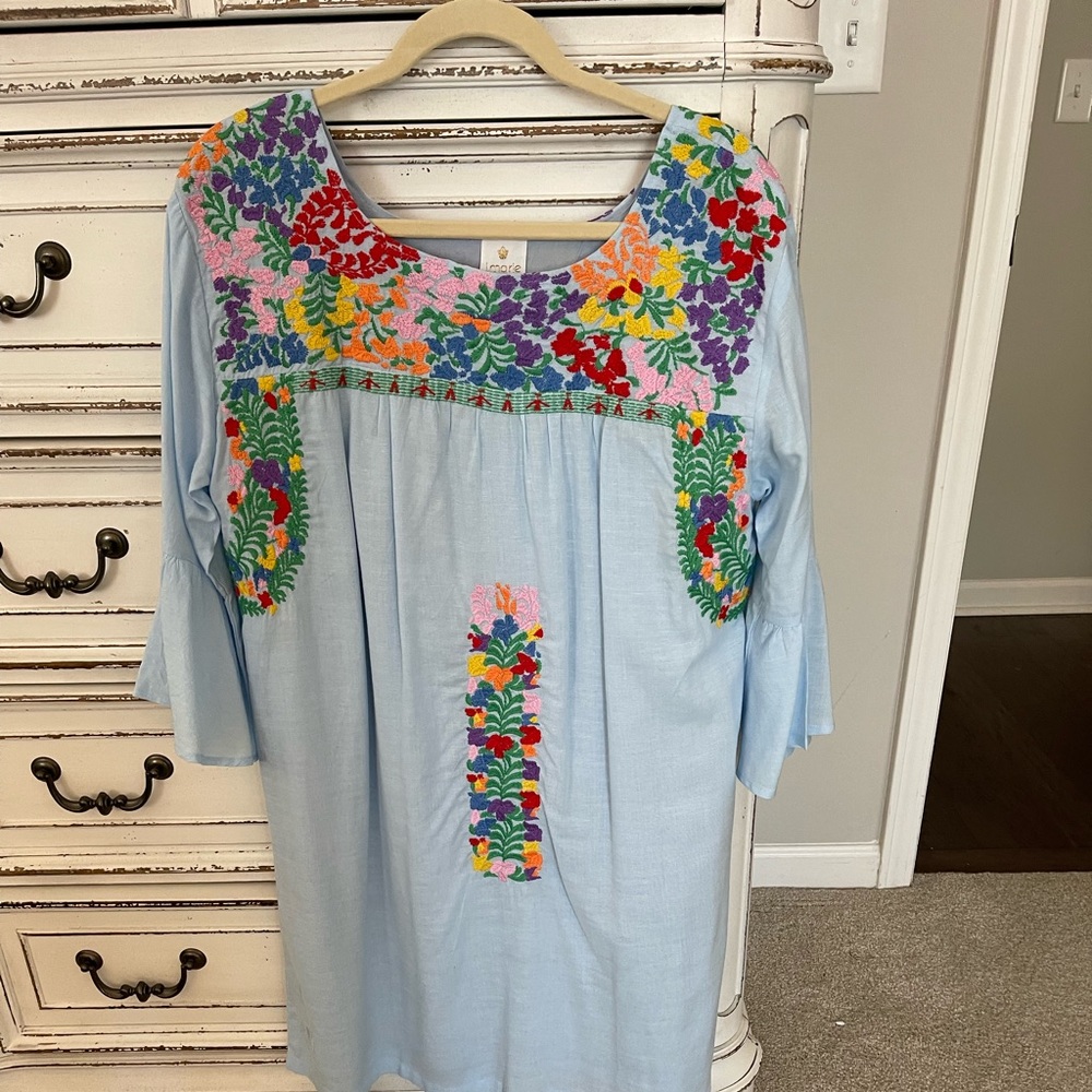 J. Marie Collections 3/4 sleeve embroidered dress